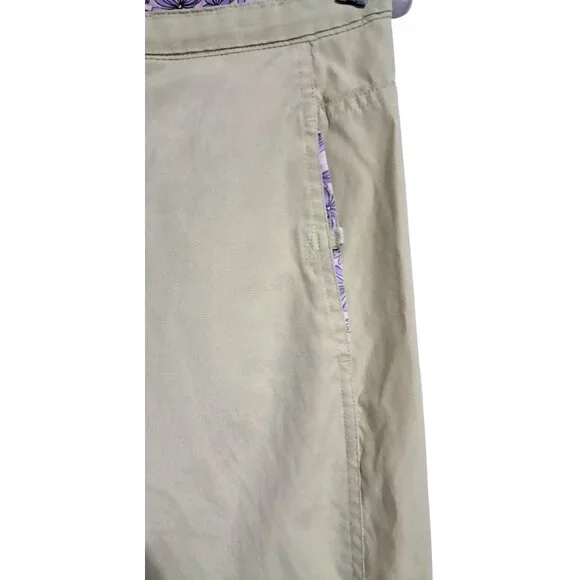 Meridian Expedition Cropped Pants Womens Size M Floral Lining Green Cotton & Nyl - Picture 5 of 9